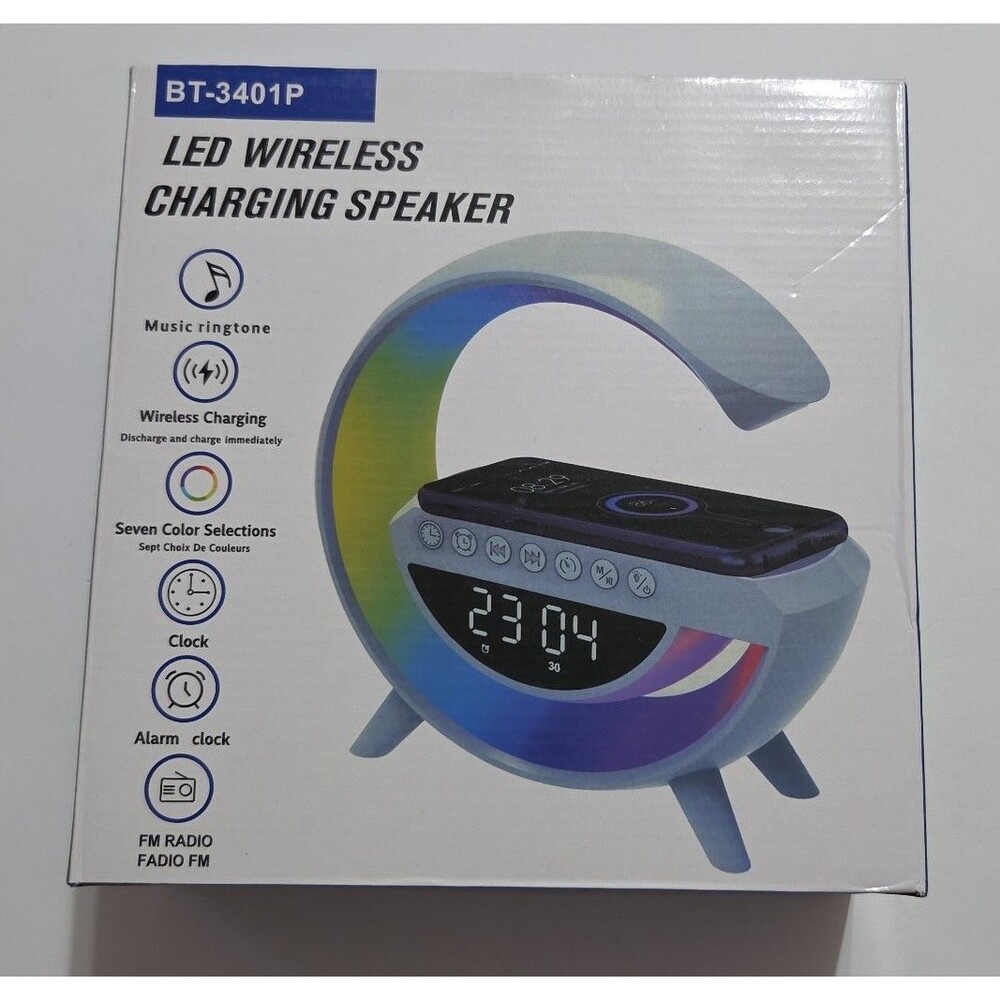 Led Wireless Charging Speaker with Clock